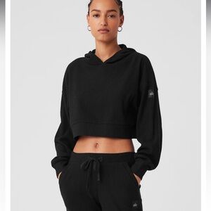 ALO Yoga Black Cropped Hoodie